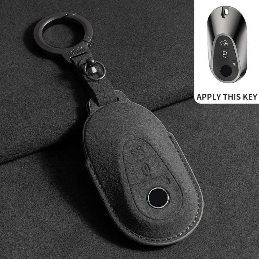 Suede Leather Car Key Case for Mercedes Benz E Class W213 W205 E200 E260 E300 E320 AMG CLA 2019 2020 Remote Fob Shell Case