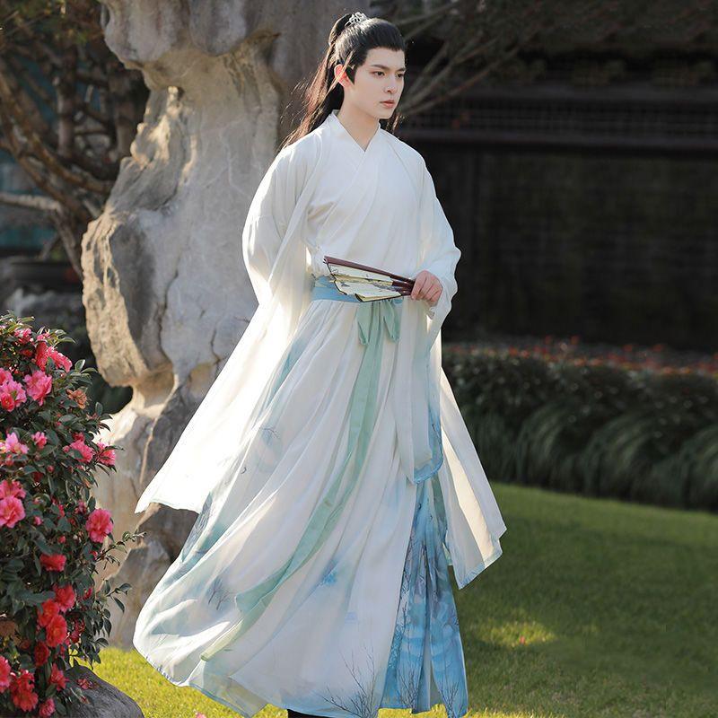 Hanfu Chinese Wei-Jin Style Couples Hanfu Suit Printed Hanfu