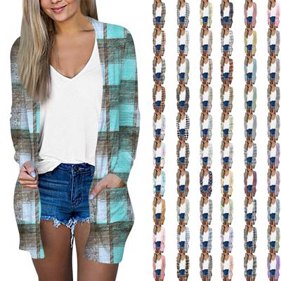 Женская модная повседневная куртка-кардиган средней длины с длинным рукавом и цветочным принтом в стиле ретро