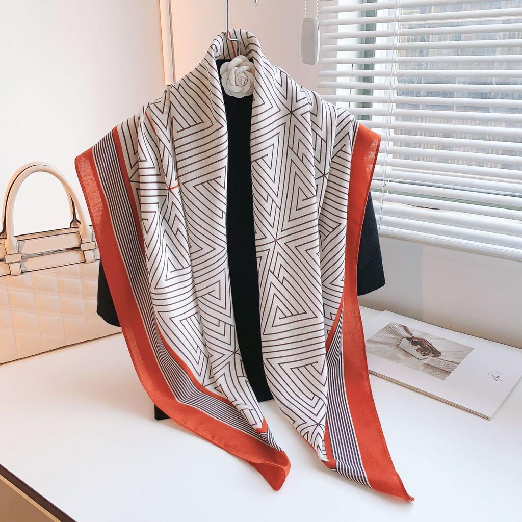 New Geometric Line Scarf Women's 110 Square Scarf Simple and Versatile Warm Decorative Shawl