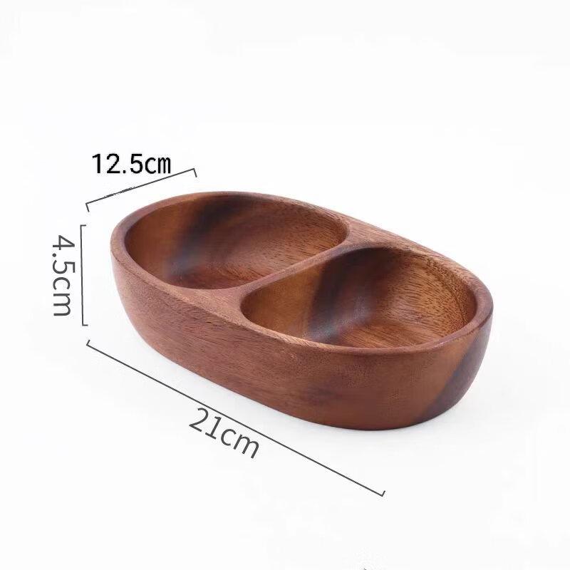 Walnut Wood Divided Boat-Shaped Serving Bowl