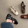 Retro Square Head Light Mouth Thick Heel Single Shoes Female French Evening Breeze Fairy Soft Leather Mary Jane Small Leather Shoes