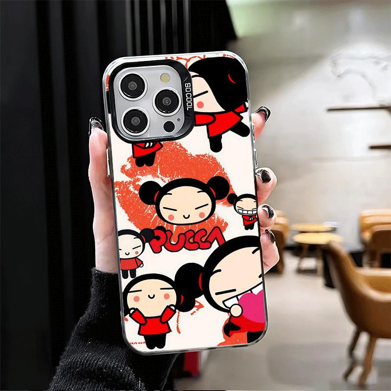 Мультяшный Милый Мягкий Чехол Pucca Garu для iPhone 15 16 17 Pro Max 17Air 16E 14 Plus 13 12 Mini Ударопрочный Задний Корпус