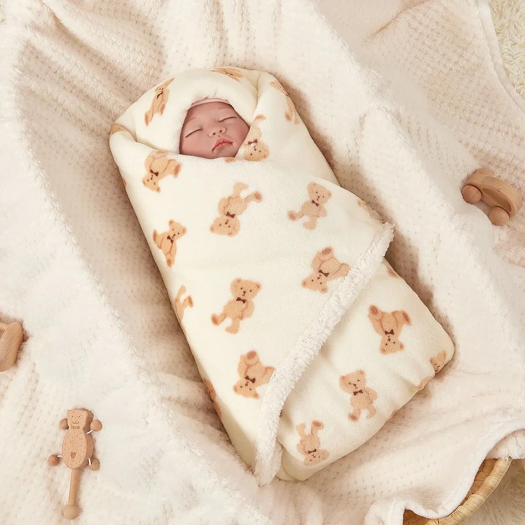 Baby Winter Blanket Baby Swaddle Wrap Flannel Lamb Fleece Warm Quilt For Newborn Bedding Soft Baby Stroller Blanket For Newborn