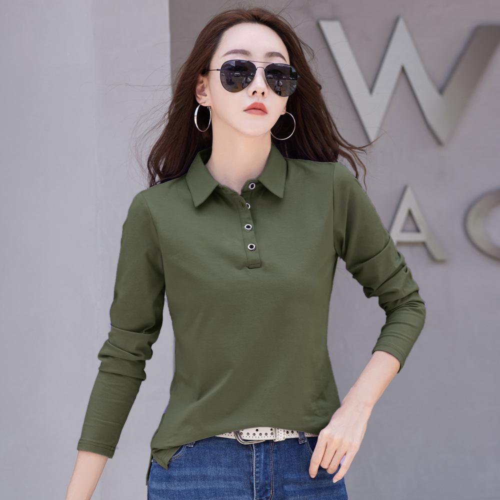 Autumn Women's Casual Lapel Long-sleeved Polo Shirt