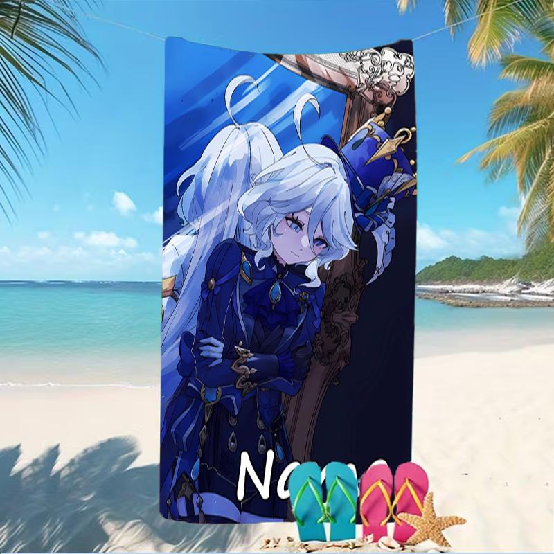 Customizable personalized beach towels Genshin Impact Furina themed designs.Suitable for the beach, yoga, sports;ideal as beach accessories