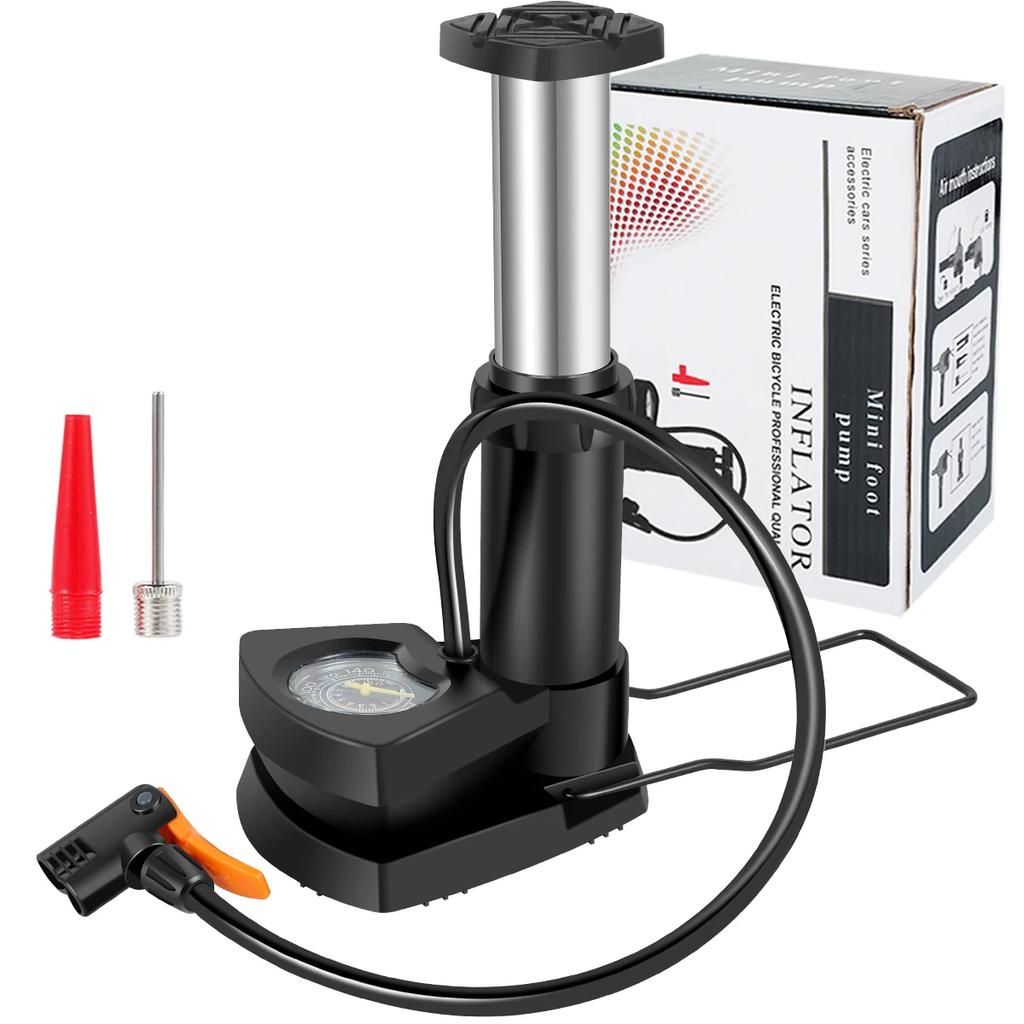 160PSI High Pressure Foot Air Pump with Gauge Heavy-Duty Foot Bike Pump for Bicycle Ball Scooter Car Inflatable Toys Mini Pump