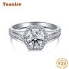 Tancise Women Classic 925 Sterling Silver  Zircon Ring Ladies Jewelry Wedding Promise Party Gift