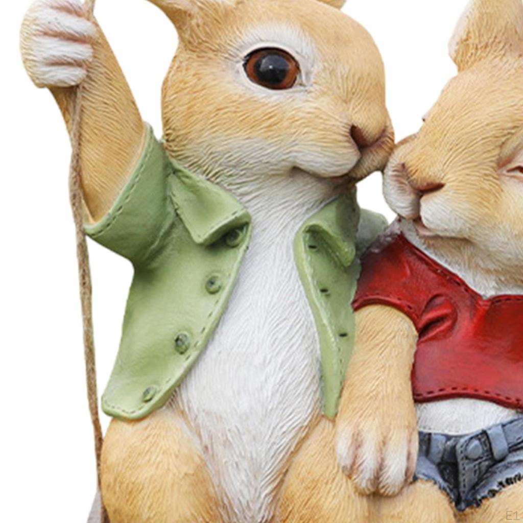 Садовые статуи кроликов, украшение для двора, кролики, любовники, фигурки кроликов из смолы, висящие на дереве для газона