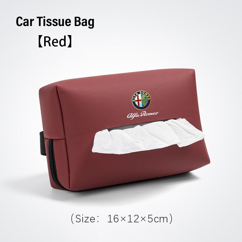 AGU1 Car Leather Tissue Bag Tissue Storage Wrap For Alfa Romeo Giulietta Mito 159 Giulia Stelvio 156 147 Tonale Brera Disco Volante