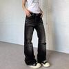Джинсовые брюки High Street для мужчин, ретро-состаренные, свободные прямые брюки, спортивные брюки с широкими штанинами, модные