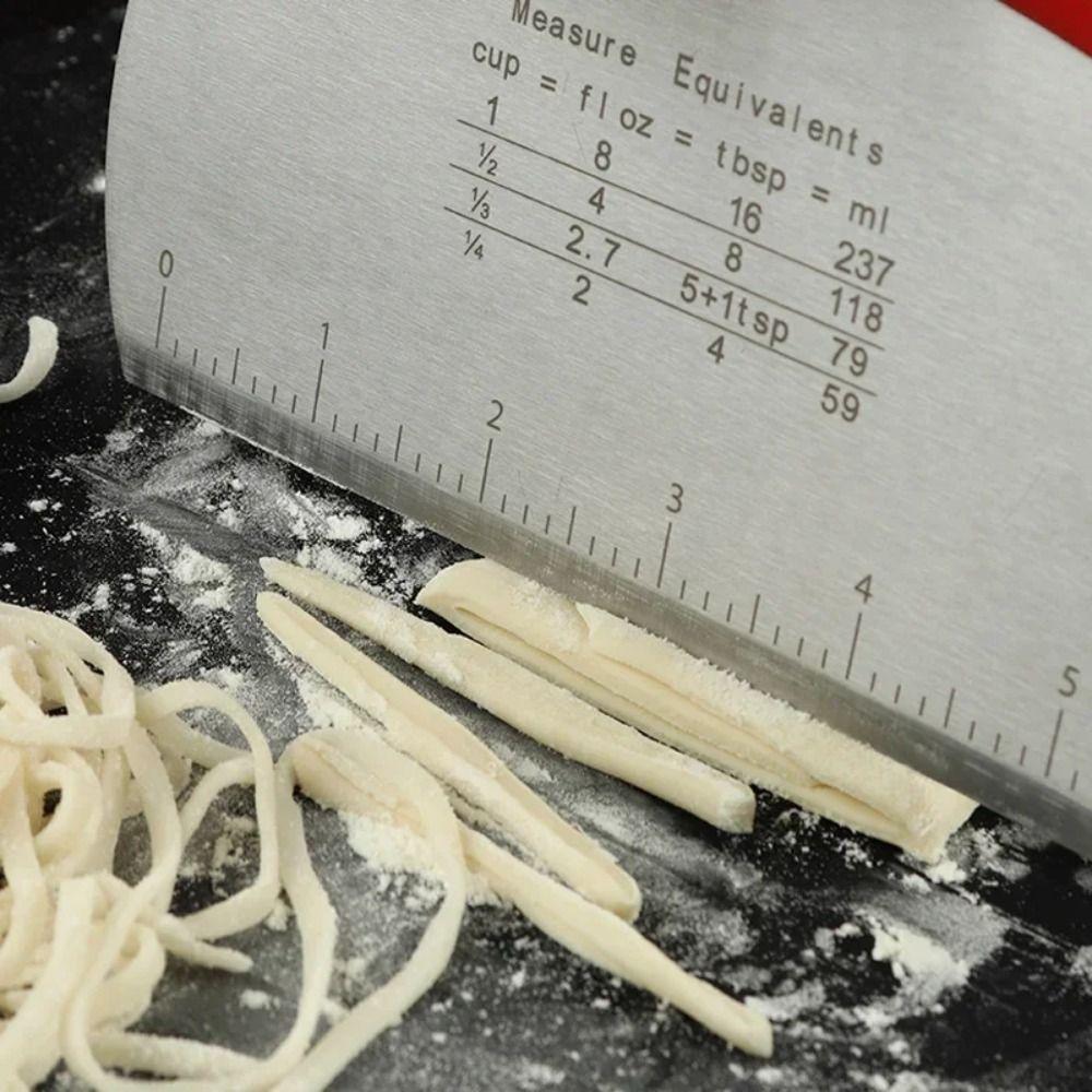 Stainless Steel Dough Pastry Scraper Double Side Measuring Scale Cream Scraping New Cake Cutter