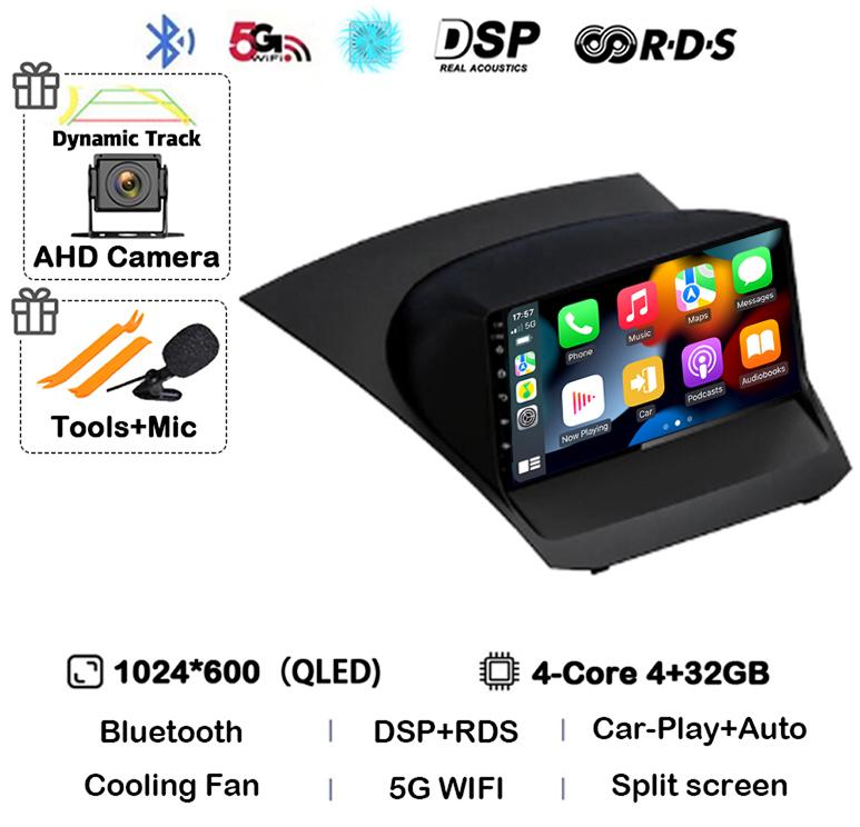 Android 14 Carplay Auto 4G+WIFI для Ford Fiesta 2009-2017 Автомобильное радио Мультимедиа Стерео Видеоплеер Навигация GPS 360 Caemra DSP