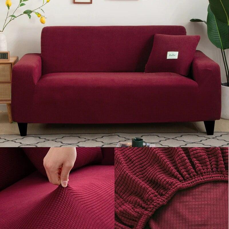 Jacquard Thick Sofa Covers for Living Room Plain Couch Cover Corner L Shape Chaise Longue Sofa Slipcovers Solid Color 1PC
