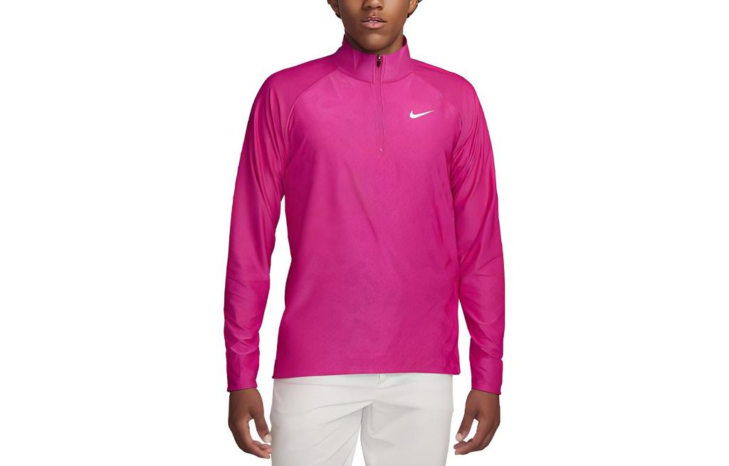 Nike Мужские футболки Dri Fit Розово-красные С воротником-стойкой Умеренный прямой крой DR5281-615