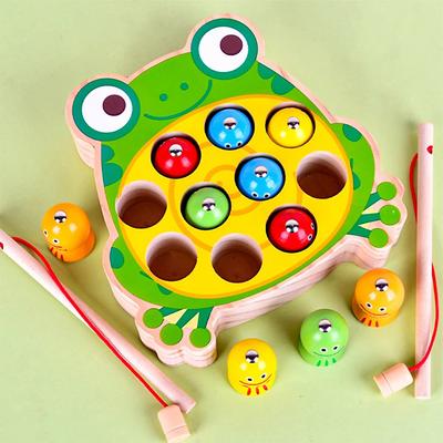 Деревянная игрушка Магнитная игрушка для рыбалки Обучение мелкой моторике Способствует взаимодействию родителей и детей Деревянная игра для рыбалки для мальчиков и девочек