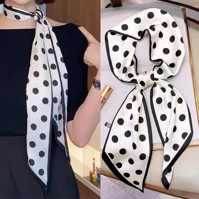 Длинный шейный платок, узкие ленты для волос, шарф, женские модные повязки на голову, шейные платки, напечатанная повязка на голову, симпатичные женские шарфы-сумки 14x145 см