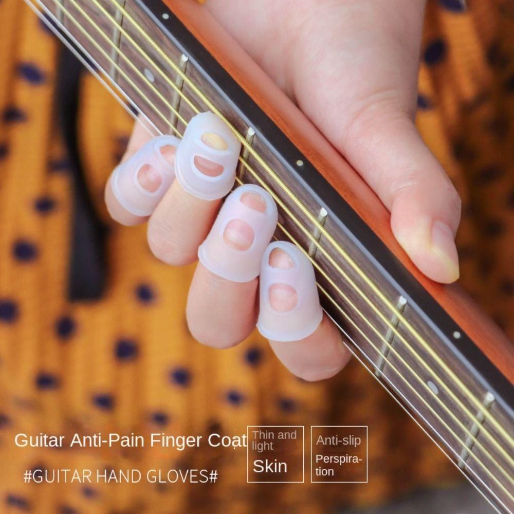 10pcs Solid Color Guitar Fingertip Protectors Breathable Guitar Finger Cover  Unisex