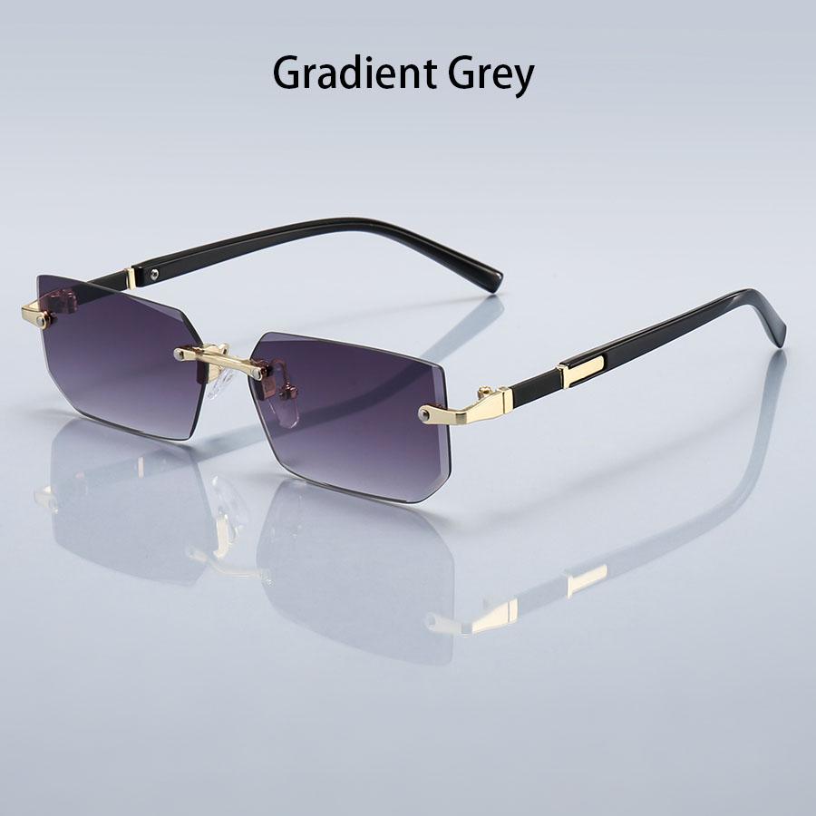 Роскошные безободковые прямоугольные солнцезащитные очки с градиентными линзами унисекс, модные защитные очки, женские, мужские, цветные линзы, очки с металлической оправой