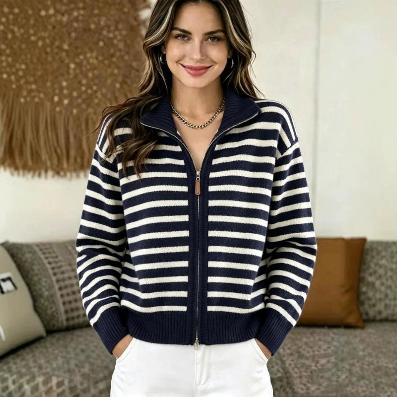 Women S Loose Fit Striped Knit Cardigan Sweater Top