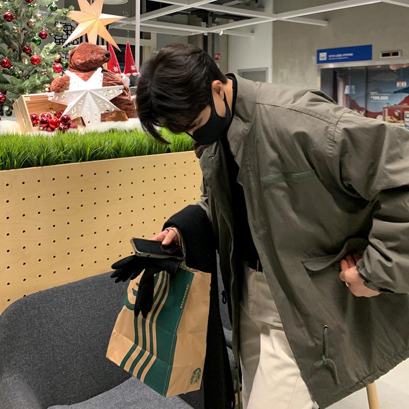 Men's Stand-up Collar Work Jacket Cotton Autumn and Winter Korean Style Loose and Trendy Velvet Thickened Cotton Coat