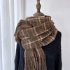 Checkered Scarf Women'S Winter New Versatile Retro Temperament Scarf, Imitation Cashmere, Student Warm Shawl Dual-Use