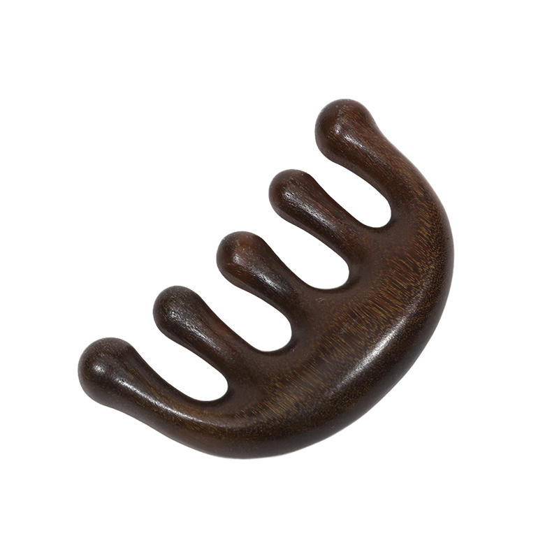 2025 Новый Массажная расческа Массажер для головы Сандаловое дерево Пять зубцов Кит Скребок для кожи головы и тела