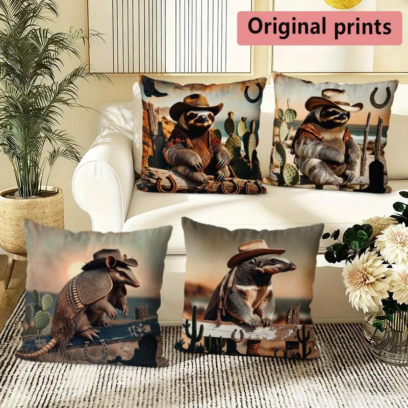 Western Cowboy Animal Throw Pillow Covers Pattern Cushion Cover Suitable for Sofa Bedroom Car Pillow Cover