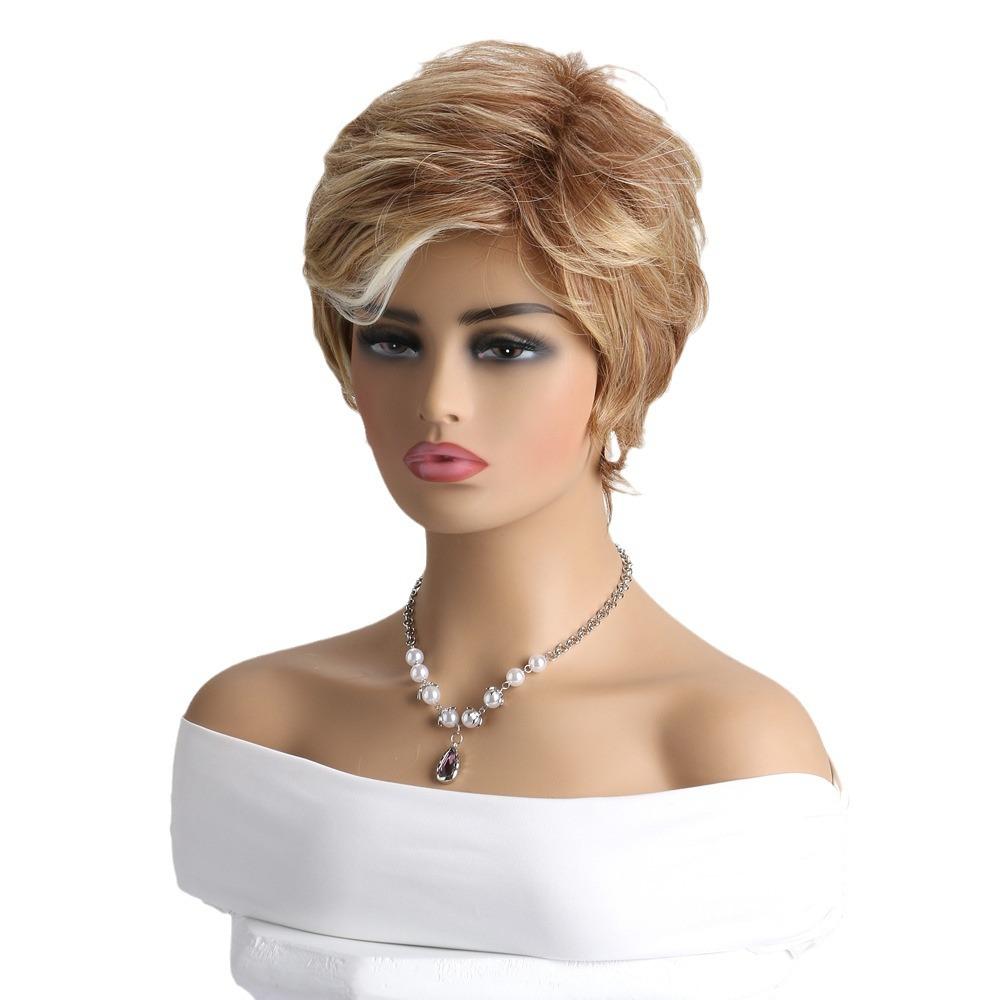 European and American Women's Fashion Front Lace Heat Resistant Wig Daily Use Natural Looking Short Curly Synthetic Fiber Wig