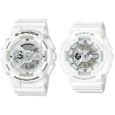 Водонепроницаемые парные часы Casio и G-SHOCK Baby-G, мужские женские, аналогово-цифровые, белые, GA-110MW-7ABA-110X-7A3