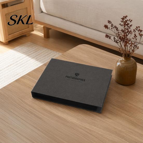 Anti-fouling Photo Album Scrapbook, Horizontal Loose-Leaf with Waterproof Thickened Film Pages, Coil Binding Flat-Lay Design Refillable for