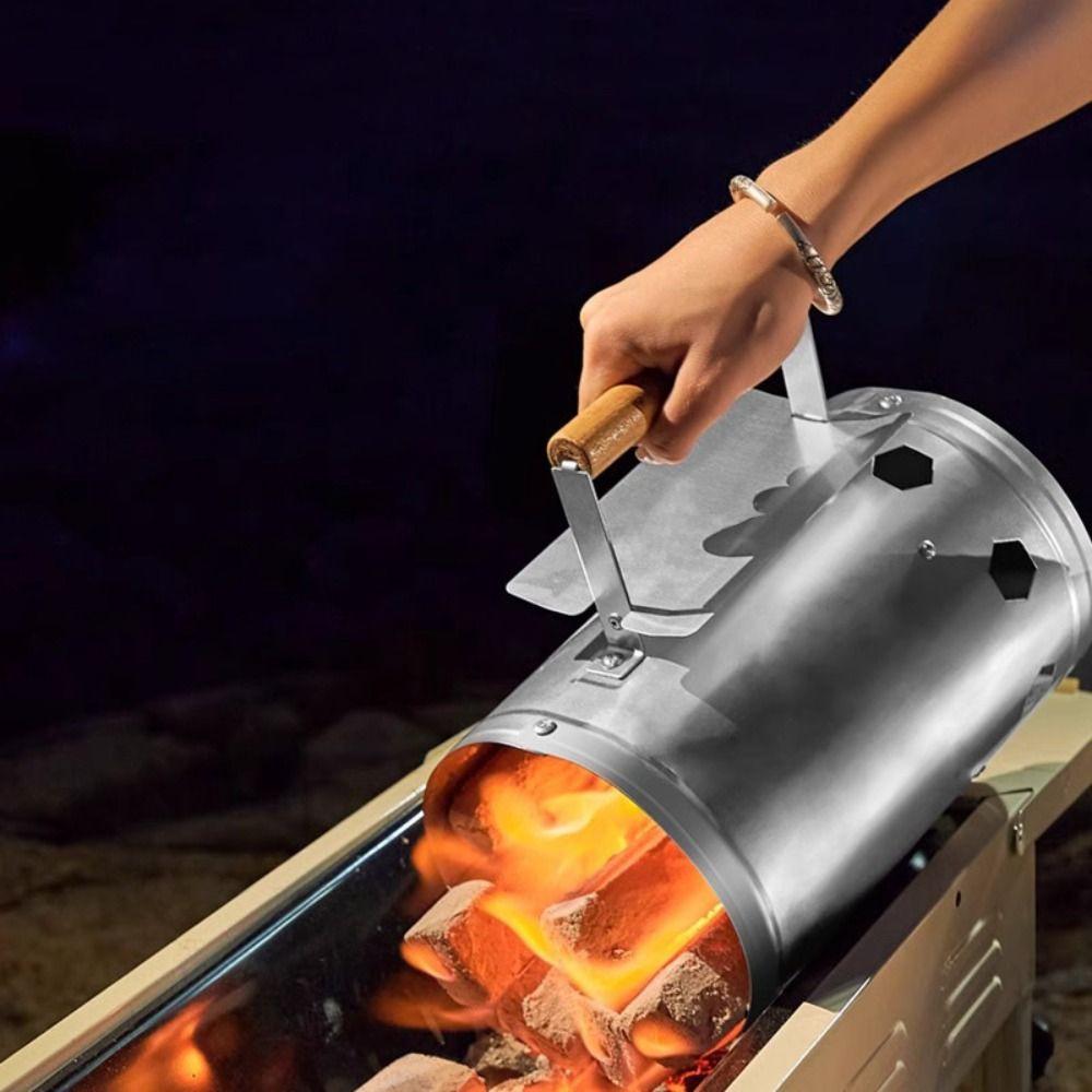 With Handle BBQ Carbon Barrel Stainless Steel Barbecue Stove Ignition Cylinder Outdoor