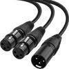 Xiatiaosann XLR Splitter Cable, Microphone Cable, XLR 3-Pin Male To Dual XLR Female Splitter, Y Splitter DMX Cable Patch Cord, XLR Jack To Two XLR Plu