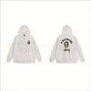 Stu Unisex Hooded Zip-Up Sweatshirt With Letter Print Fleece-Lined Oversized Fit Winter Casual Wear