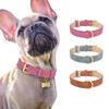Adjustable Dog Collar Sude Leather Pet Collars Soft Leather Padded Dogs Necklace Collar for Small Medium Large Dogs Pitbull Pink
