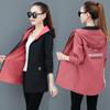 Women's Office Jacket Reversible Long Sleeve Jacket Hooded Softshell Windproof Jacket
