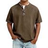 Men's Vintage Washed Henley T-Shirt Casual Solid Color Short Sleeve Tops Breathable Button Placket Tee for St… More