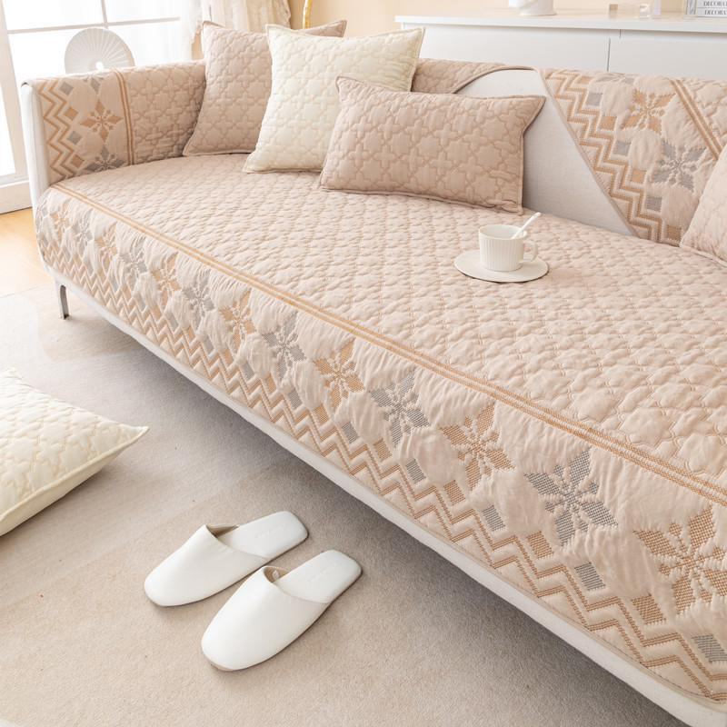 Подушка для дивана из отшлифованной ткани Nordic: Современный, нескользящий жаккардовый чехол, универсальный для всех сезонов