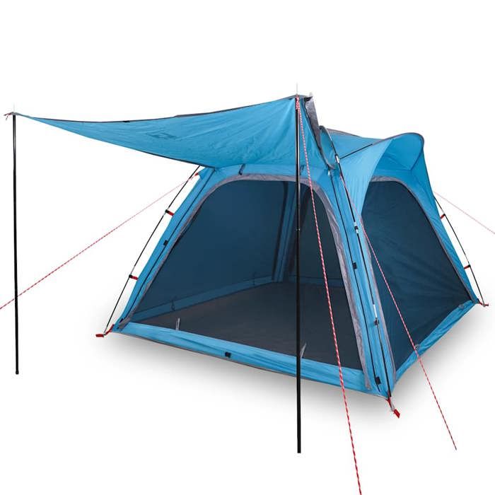 VidaXL Tente de Camping 4 Personnes, Tente d'Ombrage avec Sac de Transport, Auvent Portable avec Parois Latérales, Bleu 94357