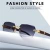 Men Luxury Rimless Sunglasses Rectangle Anti UV400 Lens with Wooden Grain Leg Unisex Women Retro Shades Lentes  Hombre