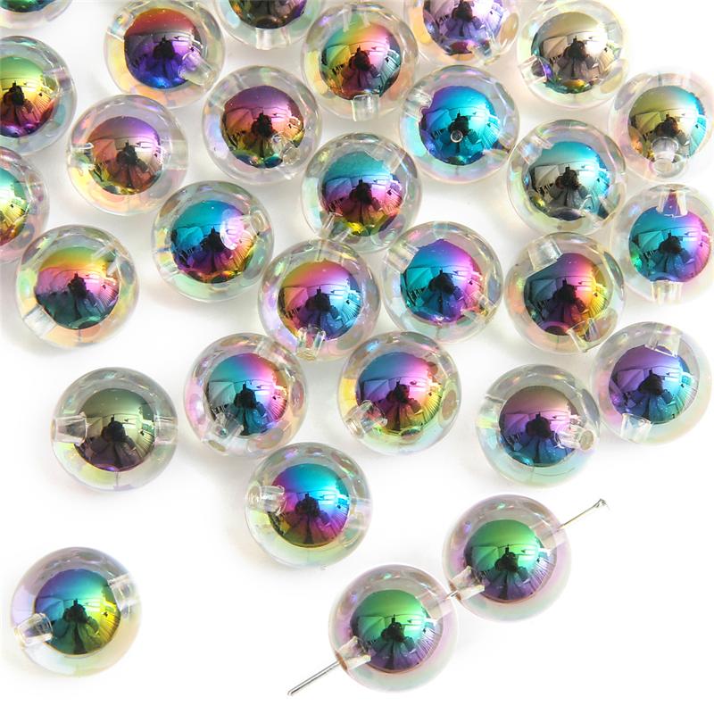 Прозрачные черные бусины с покрытием, разноцветные средние разделители для изготовления ожерелий и браслетов своими руками