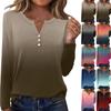 Women's Casual And Fashionable T-shirt With Gradient Print, Round Neck And Long Sleeves.