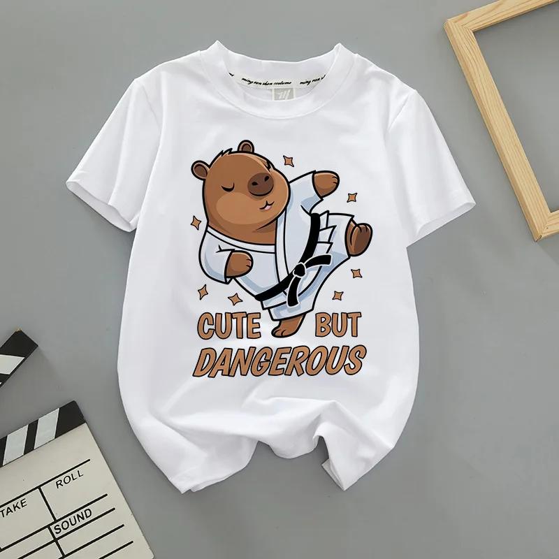 2026 New Cartoon Capybara Summer Children's Wear Short-sleeved Capybara Round-neck Parent-child T-shirt