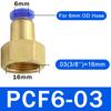 10 шт. Пневматический фитинг PCF 4 6 8 10 12 мм Шланг Трубка 1/8" 3/8" 1/2" 1/4" BSP Внутренняя резьба Латунный Быстроразъемный Соединитель Трубопровода