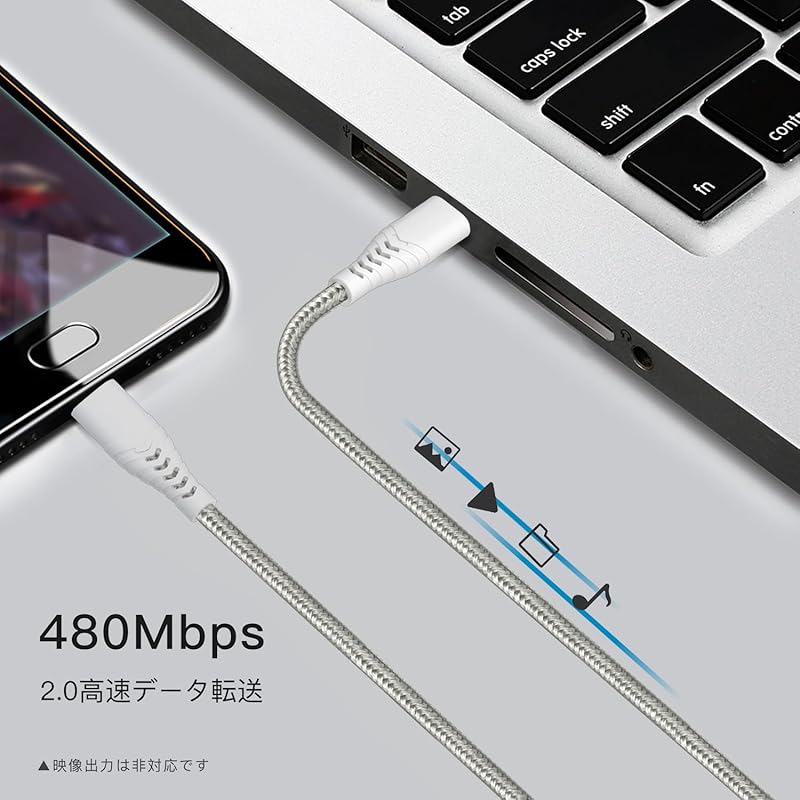 Acbands USB Type C Cable [Set of 1 / 1m Gray] 60W PD Compatible Heavy Duty Braided Cable USB-C&USB-C Taipushi Rapid Cable