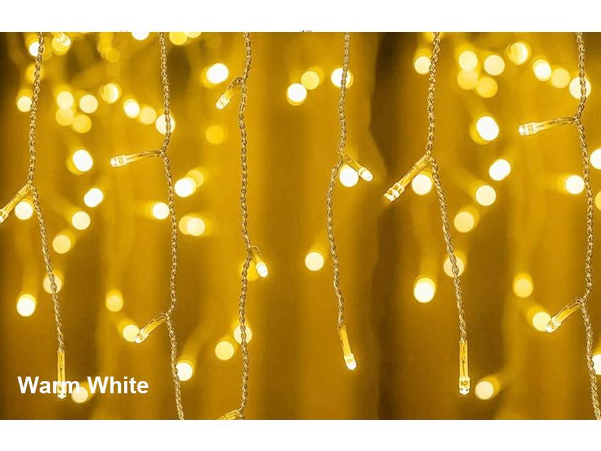 Уличные водонепроницаемые светодиодные гирлянды-сосульки с эффектом звездного мерцания - Праздничное мигающее украшение-занавес