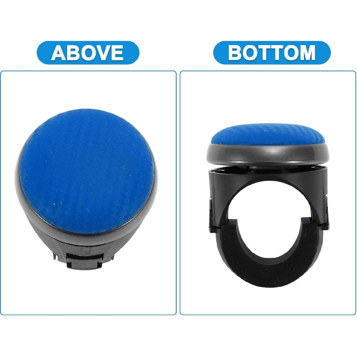 38mm Car Steering Wheel Knob Carbon Fiber Texture Vehicle Steering Wheel Rotator Ball for SUV Pickup Trucks Semi-Trailers Vans Boats Blue Black 1 Set