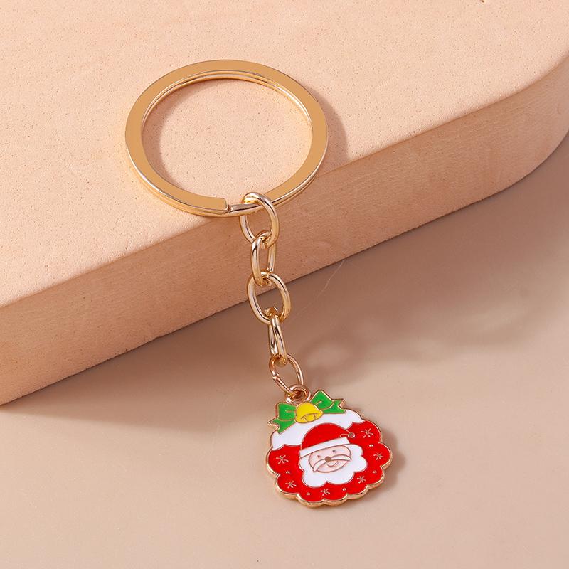 Cute Enamel Christmas Santa Claus Keychain Snowman Key Ring Pendants for Key Holder Handbag Accessories DIY X'mas Jewelry Gift