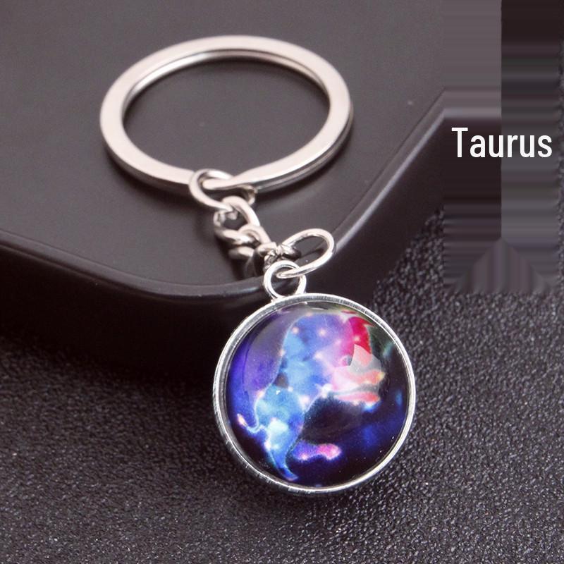 Spherical Luminous Crystal Zodiac Keychain - Virgo & Leo