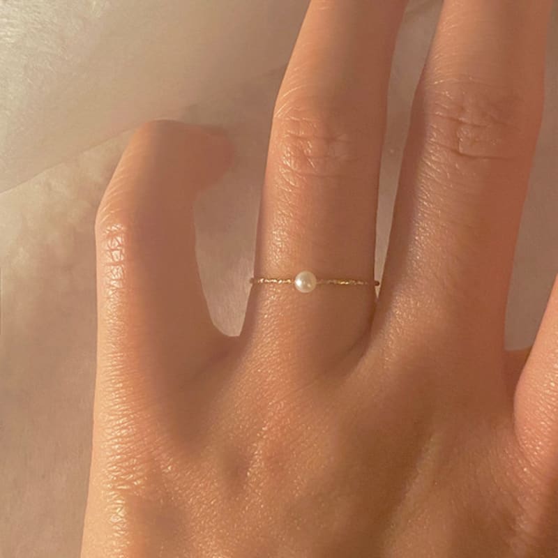 Taupe 14k gold pearl cutting ring